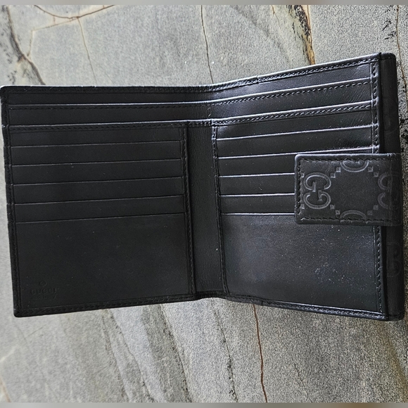 Gucci Guccima Black Leather Wallet with GG Monogram and Gold-Tone Detail - Picture 7 of 17